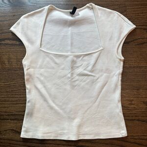 H&M Cream Short Sleeve Top